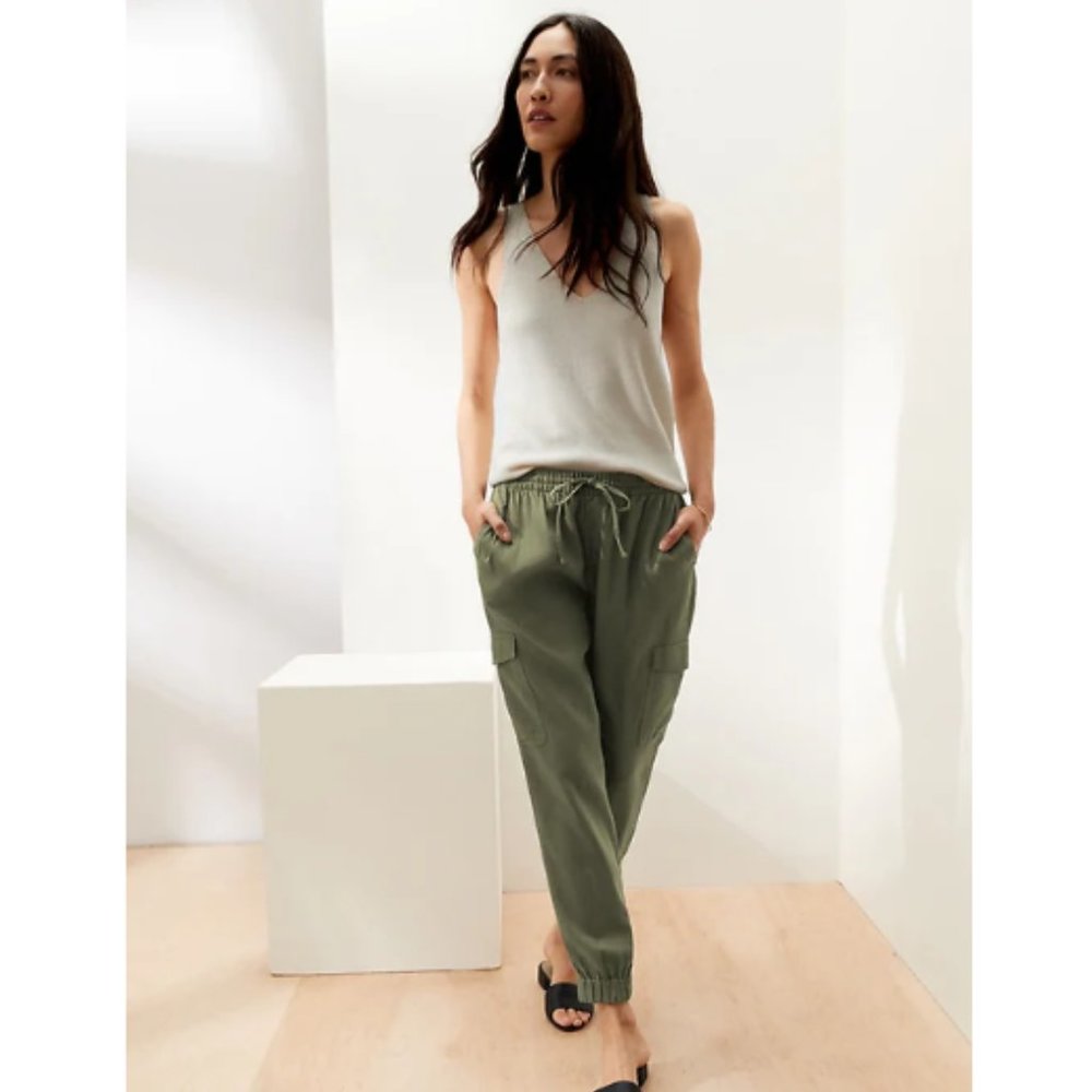 NWT BanRepF Linen Cargo Jogger SP Black F274 - Picture 4 of 6